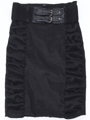 2092 Black Stretch Taffeta Pencil Skirt with Belt