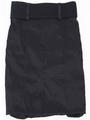 2092 Black Stretch Taffeta Pencil Skirt with Belt - Black, Back View Thumbnail