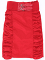 2092 Red Stretch Taffeta Pencil Skirt with Belt - Red, Front View Thumbnail