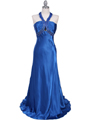 2104 Blue Halter Sequin Evening Dress - Blue, Front View Thumbnail