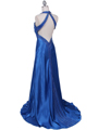 2104 Blue Halter Sequin Evening Dress - Blue, Back View Thumbnail