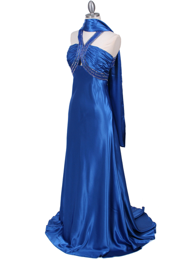 2104 Blue Halter Sequin Evening Dress - Blue, Alt View Medium