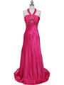 2104 Hot Pink Halter Sequin Evening Dress - Hot Pink, Front View Thumbnail