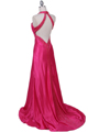 2104 Hot Pink Halter Sequin Evening Dress - Hot Pink, Back View Thumbnail
