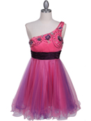 Pink Purple One Shoulder Cocktail Dress