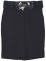 2116 Black Pencil Skirt with Belt - Black, Front View Thumbnail