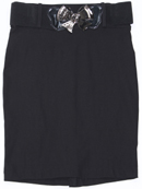2116 Black Pencil Skirt with Belt, Black