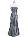 Silver Taffeta Strapless Evening Gown
