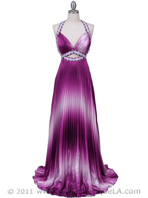 2126 Purple Pleated Prom Evening Dress, Purple