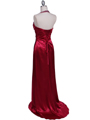 2135 Raspberry Beaded Halter Prom Evening Dress - Raspberry, Back View Thumbnail
