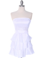 2140 White Tiered Taffeta Graduation Dress - White, Front View Thumbnail