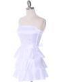 2140 White Tiered Taffeta Graduation Dress - White, Alt View Thumbnail