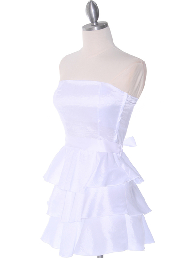 2140 White Tiered Taffeta Graduation Dress - White, Alt View Medium