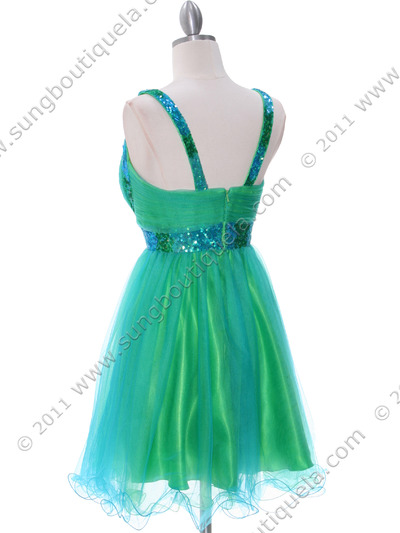 2141 Green Turquoise Homecoming Dress - Green Turquoise, Back View Medium