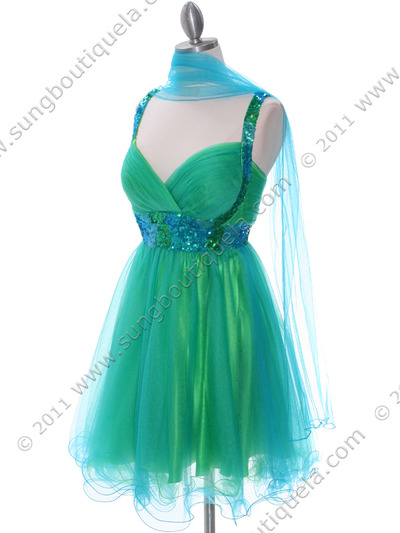 2141 Green Turquoise Homecoming Dress - Green Turquoise, Alt View Medium