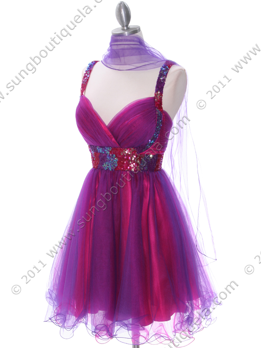 2141 Hot Pink Purple Homecoming Dress - Hot Pink, Alt View Medium