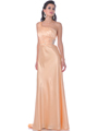 2145 One Shoulder Charmeuse Evening Dress - Gold, Front View Thumbnail
