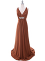 2148 Brown Glitter Bridesmaid Dress - Brown, Front View Thumbnail