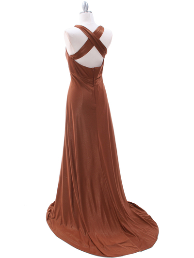 2148 Brown Glitter Bridesmaid Dress - Brown, Back View Medium