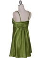 215 Green Satin Party Dress with Rhinestone Straps - Green, Back View Thumbnail