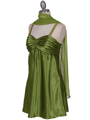 215 Green Satin Party Dress with Rhinestone Straps - Green, Alt View Thumbnail