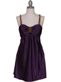 Purple Satin Party Dress with Rhinestone Straps