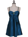 Teal Satin Party Dress with Rhinestone Straps