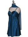 Teal Satin Party Dress with Rhinestone Straps