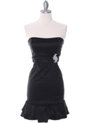 Black Stretch Taffeta Strapless Cocktail Dress