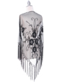 2230  Black Lace Beaded Shawl - Back Image
