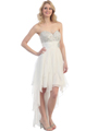 2264 Sequin Top Chiffon Cocktail Dress - Ivory, Front View Thumbnail
