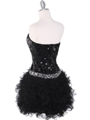2302 Sweetheart Sequin Cocktail Dress - Black, Back View Thumbnail