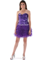 2302 Sweetheart Sequin Cocktail Dress - Purple, Front View Thumbnail