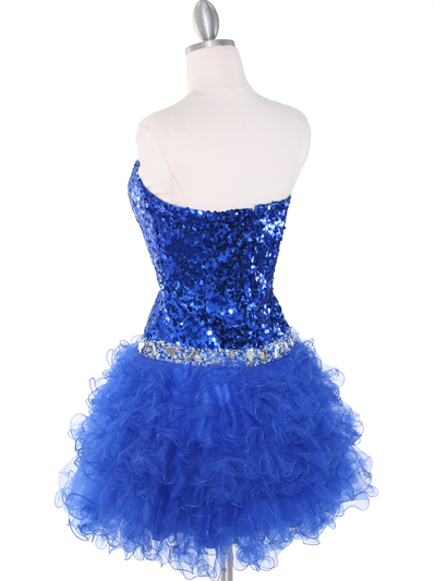 2302 Sweetheart Sequin Cocktail Dress - Royal Blue, Back View Medium