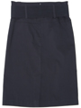 2332 Black Mid Length Pencil Skirt with Belt - Black, Back View Thumbnail