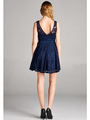 25-1004 Lace Overlay Cocktail Dress - Navy, Alt View Thumbnail