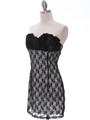 2581 Black Satin Top Lace Party Dress - Black, Alt View Thumbnail