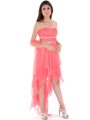 2274 Strapless High Low Cocktail Dress - Coral, Alt View Thumbnail