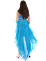 2274 Strapless High Low Cocktail Dress - Turquoise, Back View Thumbnail