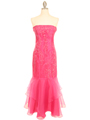 Fushia Crystal Organza Long Dress