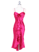 Fuschia Crinkled Charmeuse Cocktail Dress