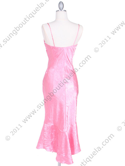 2843 Pink Crinkled Charmeuse Cocktail Dress - Pink, Back View Medium