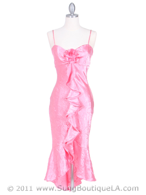 2843 Pink Crinkled Charmeuse Cocktail Dress, Pink