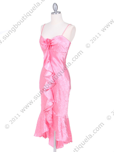 2843 Pink Crinkled Charmeuse Cocktail Dress - Pink, Alt View Medium