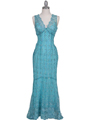 2884 Turquoise Lace Evening Dress - Turquoise, Front View Thumbnail