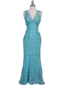 Turquoise Lace Evening Dress