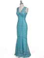 2884 Turquoise Lace Evening Dress - Turquoise, Alt View Thumbnail