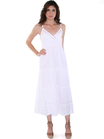 2951 White Summer Dress - White, Front View Medium