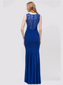 30-2063 Sleeveless Long Evening Dress with Slit - Royal Blue, Back View Thumbnail