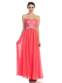 30-2067 Strapless Sweetheart Evening Dress - Coral, Front View Thumbnail